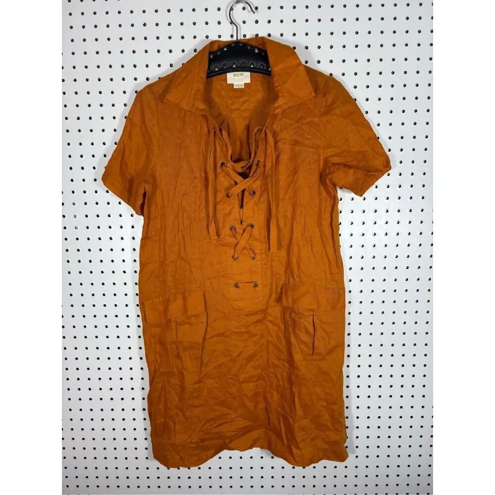 Maeve anthropologie linen shirt dress size 4